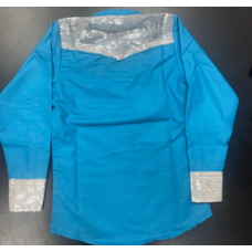 Turquoise Show Shirt with Sequins - 38257