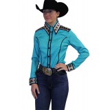 Turquoise Passion Conceal Zipper Show Shirt_70449